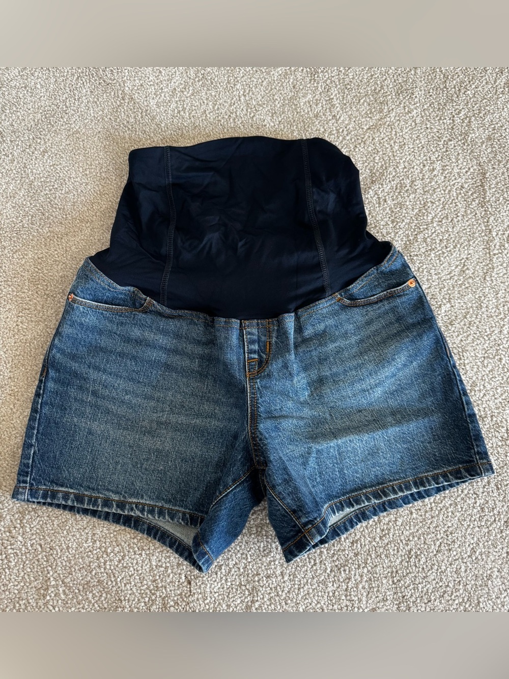Ingrid & Isabel Maternity Denim Shorts with Black Belly Band